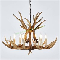 Huitico Resin 28" Faux Antler Chandelier, 6-Light