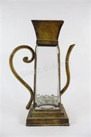 Large Decorative Mantel Glass & Bronze Pitcher