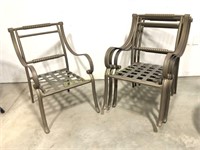 Group of four stacking lightweight patio chairs