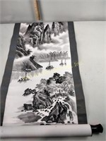 Japanese washi wall art with print of scene