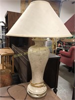 Tall metal table lamp with shade