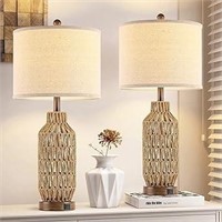 NDZMN 28" Touch Control Rattan Table Lamps for Bed