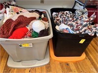 (2) Totes of Various Yarn & Unfinished Afgans