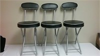 3 Folding Stools With Padded Seats 29" High