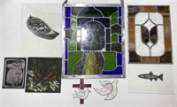 Stained, Etched, Painted Glass Decorative Pieces