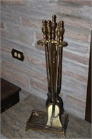Brass Fire Place Tools on Stand