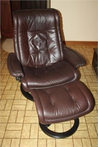 Leather Like Chair & Footstool