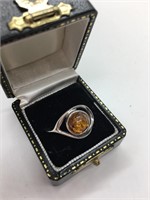Amber Ring Set in Sterling