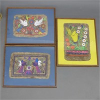 Group of Folk Art Bark Paintings