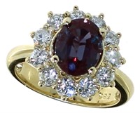 14kt Gold 3.58 ct Oval Alexandrite & Diamond Ring