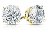 14kt Gold 3.05 ct Round Lab Diamond Stud Earrings