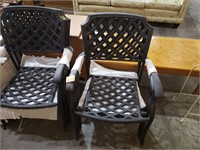 Metal patio chairs (6) - 2 sets of 3 chairs