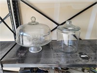 Glass Cookie Jar & Pedastal Cake Plate w/ Cover