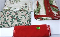 (3) Christmas Tablecloths & (1) Red Runner