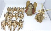 (12) Angel Ornaments w/ Angel Tree Topper & Decor