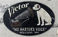 7.5" x 11.5” Victor Victrola Cast Iron Sign
