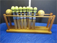 JOB LOT WOOD PEGS, BALLS, HOLDER