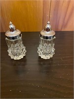 Vintage Diamond Cut Glass Salt & Pepper Shakers