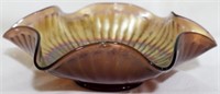 Fenton Ruffled Carnival Glass Bowl 3x9"