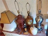5 Lamps and Assorted Shades