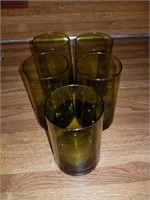 SET OF GREEN 6 OZ GLASSES -- SET OF 5