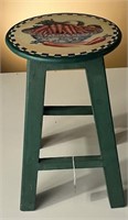 Small Green Painted Stool With Carrot Top