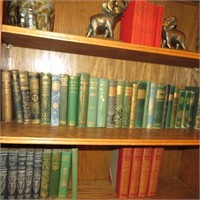 2 Shelves of Leather Bound Books!