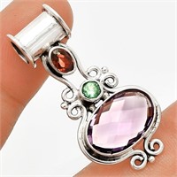 925 Sterling Silver Amethyst Multi-Stone Pendant