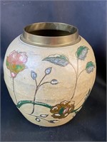 Enameled Brass Ginger Jar/Vase