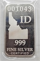 Idaho US State 1 Troy Oz Fine Silver Bar