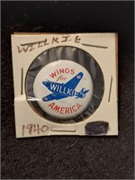 Wings For Willkie 1940 Political Campaign Button K