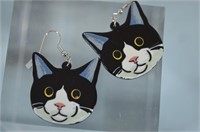 Tuxedo Cat Earrings   NIB