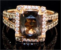 14k Rose Gold LEVIAN 3.60 ct Quartz & Diamond Ring