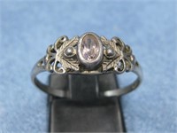 Vtg. Sterling Silver Tested Ring W/Stones
