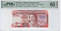 Gibraltar $1 PMG 65,Fancy SN!+Gifts!.Giz2