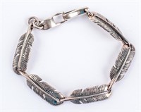 Jewelry Sterling Silver WTS Feather Link Bracelet
