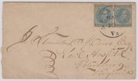 Confederate States Stamp Cover #7 Pair tied by ind