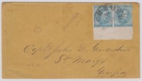 Confederate States Stamp Cover #7 bottom margin Pa
