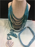Turquoise Inspired Glass Bead Necklaces