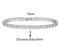 Pink Zirconia Crystal Women's Tennis Bracelet - Ad