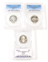 LOT OF THREE PCGS GRADED SILVER STATE QUARTERS