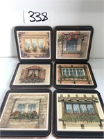 Set Of Pimpernel Square Coasters Detailed Window