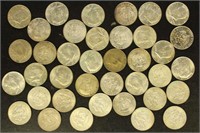 US Coins 38 40% Silvers Kennedy Halves, circulated