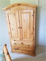 Pine Wardrobe. Three Large Shelves Inside And Two
