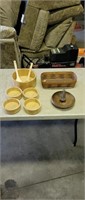 Longaberger basket, wood bowl set, nut bowl