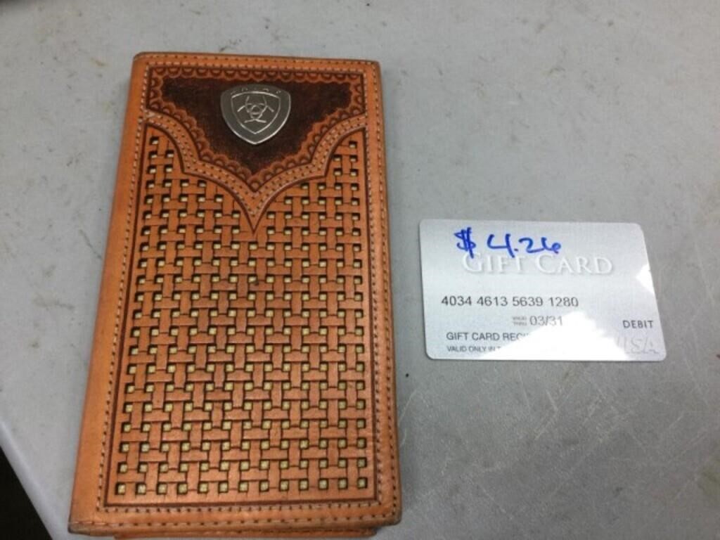 ARIAT LADIES WALLET AND A  $4.26 GIFT CARD