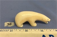 2 1/2" carved ivory polar bear with scrimmed detai
