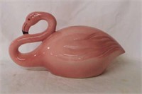 Ceramic pink flamingo coin bank, 12" long