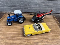 Lot Of 3 Toys Tractor Helicopter Thunderbird