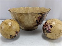 (3) Decorative Pedestal Bowl & Balls